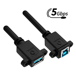 USB 3.2 (5G) Pigtail, A-Female to B-Female, Panel Mount