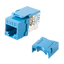 Keystone, Cat 6, RJ45, Punchdown, Blue