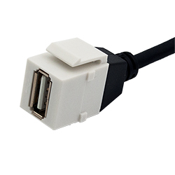 Keystone, USB 2.0 A-A, Pigtail, White