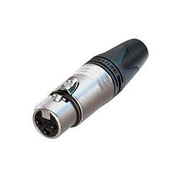 XLR Cable Connector, 3Pole F, Nickel, Silver Contacts, Large O.D.