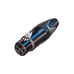 XLR Cable Connector, 3Pole F, Black, Silver Contacts