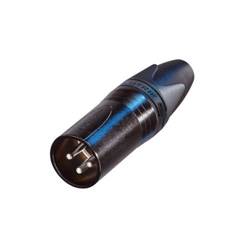 XLR Cable Connector, 3Pole M, Black, Silver Contacts