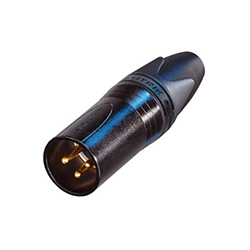 XLR Cable Connector, 3Pole M, Black, Gold Contacts