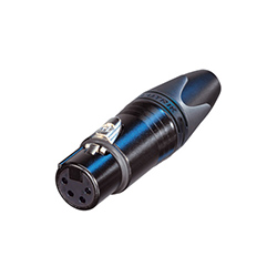 XLR Cable Connector, 4Pole F, Black, Gold Contacts