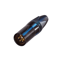 XLR Cable Connector, 4Pole M, Black, Gold Contacts