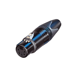 XLR Cable Connector, 5Pole F, Black, Gold Contacts