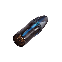XLR Cable Connector, 5Pole M, Black, Gold Contacts