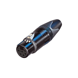 XLR Cable Connector, 6Pole F, Black, Gold Contacts