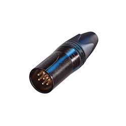 XLR Cable Connectors, 6Pole M, Black, Gold Contacts