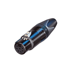 XLR Cable Connector, 7Pole F, Black, Gold Contacts