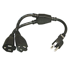 Power Cord, N5-15P to (2) N5-15R, 16 AWG