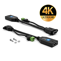 Active HDMI Pigtail w/ EDID Emulator, 4K, Female to Panel Mount Female w/ Hardware