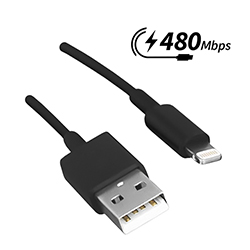 USB A to Lightning Cable, Black