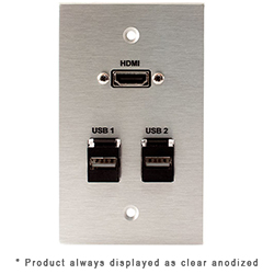 1-Gang, HDMI Pigtail, (2) Keystone USB-2-AB